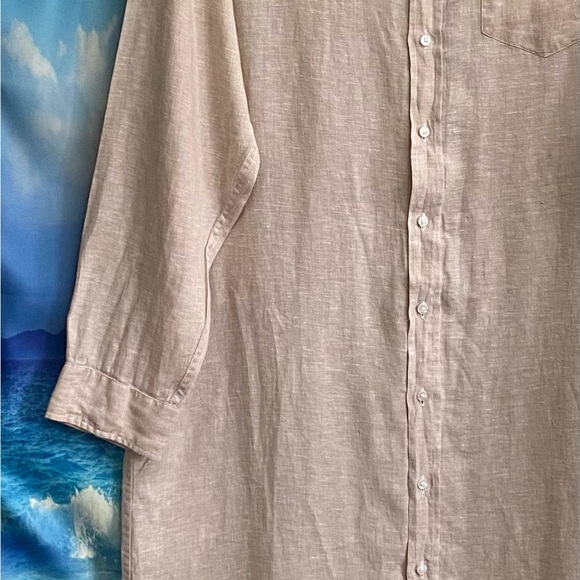 Frank & Eileen Rory Long Sleeve Linen Shirtdress dress Size: XL Sand - Picture 7 of 16